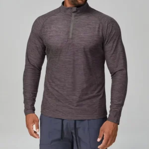 Slim-Fit Long Sleeve Athletic T-Shirt for Running Basketball Training Polyester Spandex Double-Sided Brushed Fabric