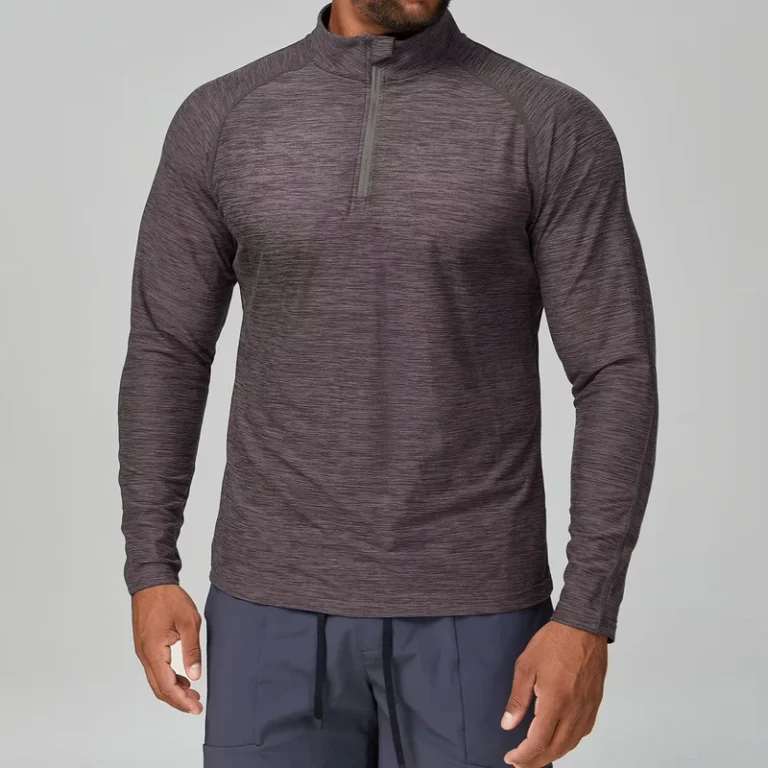 Slim-Fit-Long-Sleeve-Athletic-T-Shirt-for-Running-Basketball-Training-Polyester-Spandex-Double-Sided-Brushed-Fabric