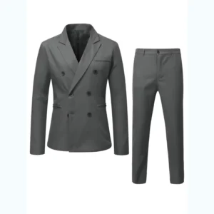 Slim Fit Suit for Men Lapel Collar Double Breasted blazer With Tailored Pants 2 Pieces Suit Jacket