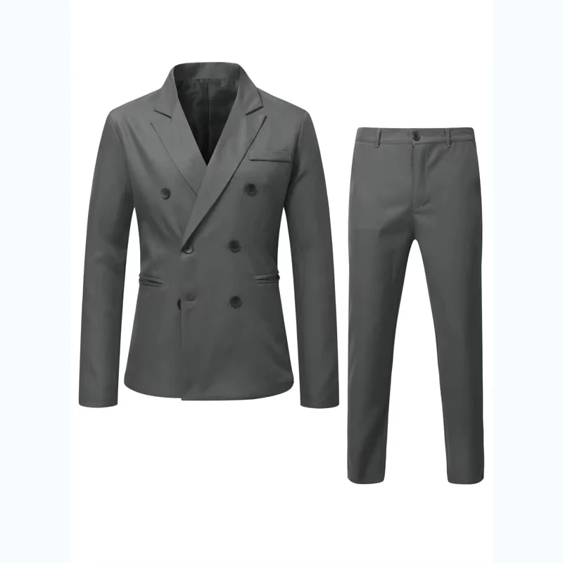 Slim Fit Suit for Men Lapel Collar Double Breasted blazer With Tailored Pants 2 Pieces Suit Jacket
