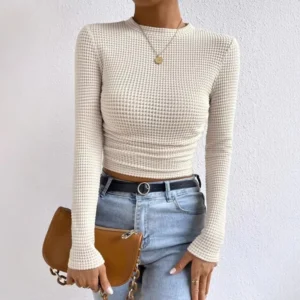 Slim Fit Women’s Casual Spring Breathable Crew Neck Thin Sweater
