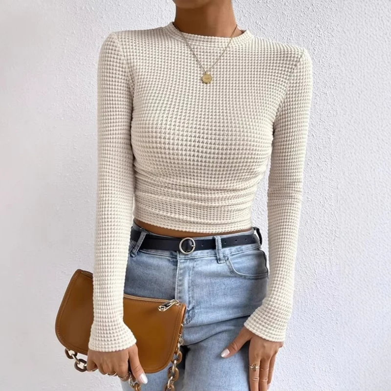 Slim Fit Women's Casual Spring Breathable Crew Neck Thin Sweater