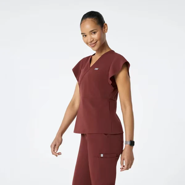 Soft Breathable Women's Hospital Scrub Set with Woven Fabric Blouses and Shirts
