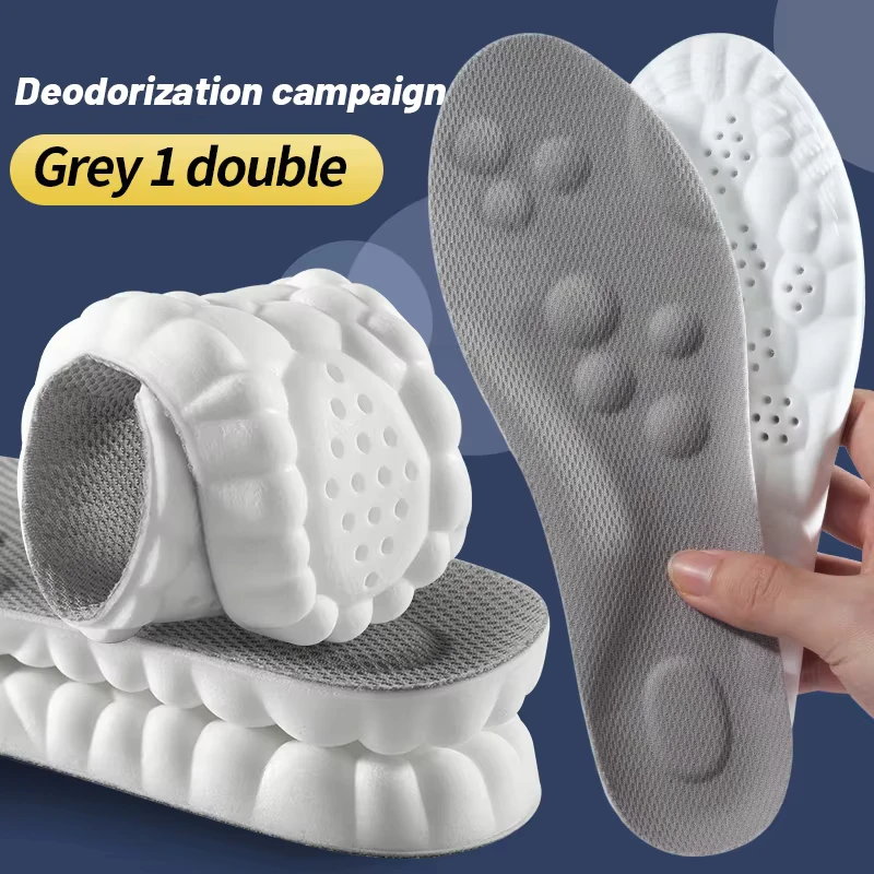 Soft PU Massage Sport Breathable Insoles for Shoes Sole Cushion Running Shock Absorbant Deodorization Soft Pad