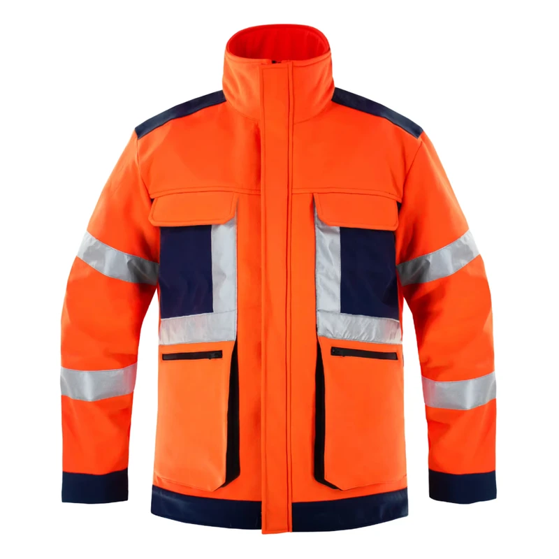 Soft Shell Orange Work Wear Safety Clothing Hi Vis Security Work Clothing Reflective Safety Winter Jacket for Men