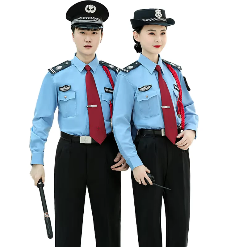 Soft Summer Long Sleeve Navy Blue Security Guard Uniform Shirt
