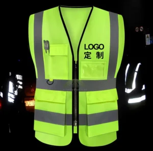Solid Black Color High Visibility Polyester for Construction Security Safety Clothing Reflective Tape Vests