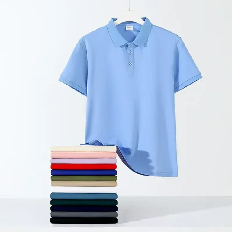 Solid-Color-Short-Sleeve-Polo-Workwear-Custom-Embroidered-Logo-100-Polyester-Anti-Pilling-Size-XL