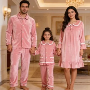 Solid Elastic-Waist Velvet Bathrobe with Gold Diamond Detail for Men and Women