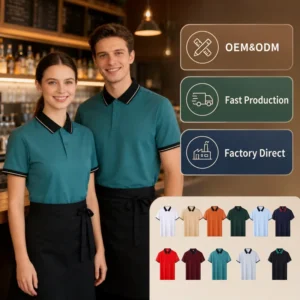 Spandex Anti Wrinkle Polo Shirts for Men Custom Logo Restaurant Server Uniforms Daily Casual Factory Direct