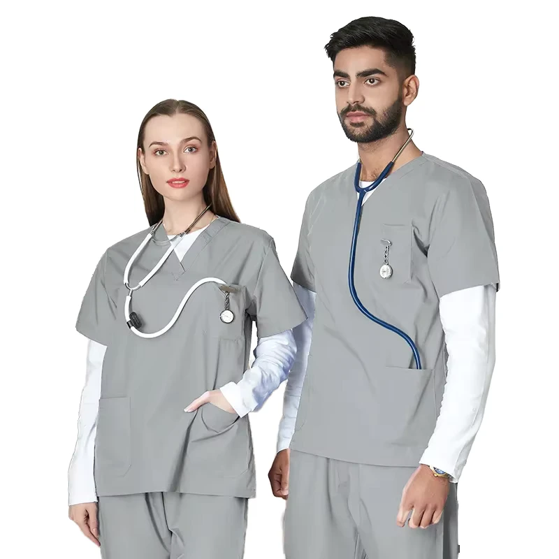 Spandex Waterproof Women's Medical Scrub Uniform Set for Hospital Nursing