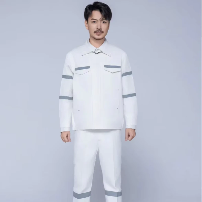 Spring Autumn Anti Scalding Cotton Work Clothes Long Sleeved Welder Pants Reflective Strip for Coal Mine Reflective Strip