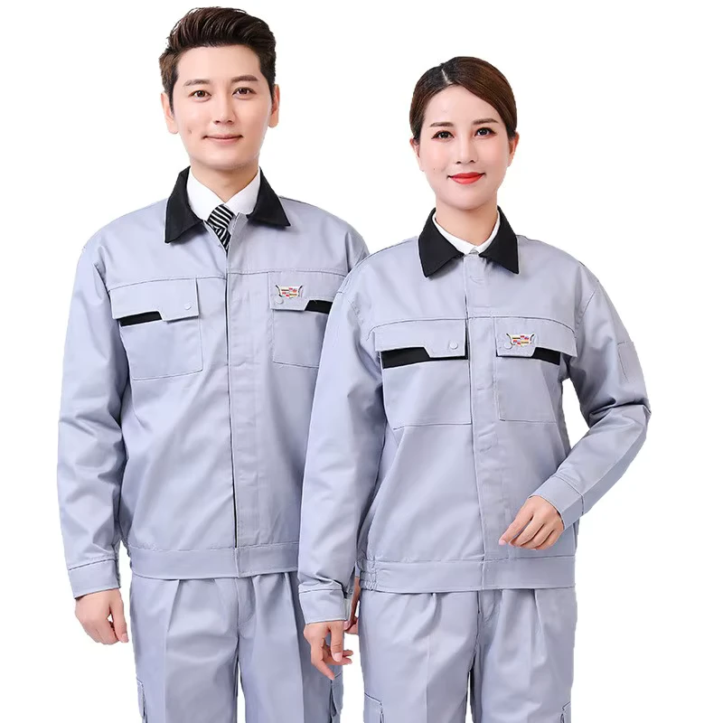 Spring Autumn Reflective Hi-Visibility Polyester Workwear Set Unisex Car 4S Shop Workshop Uniform Long Sleeve Auto