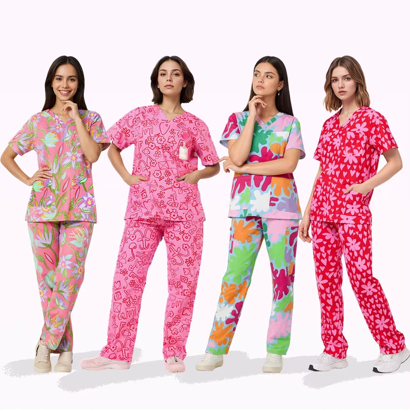 Spring Medical Scrubs Uniforms Sets for Woman Nurse Uniform for Hospital Clinical Beautician Scrub Suits