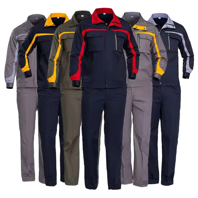 Spring Workwear Jacket Pants Set Custom Logo Construction Suit Overalls for Car Repair Mechanic Workshop Workers
