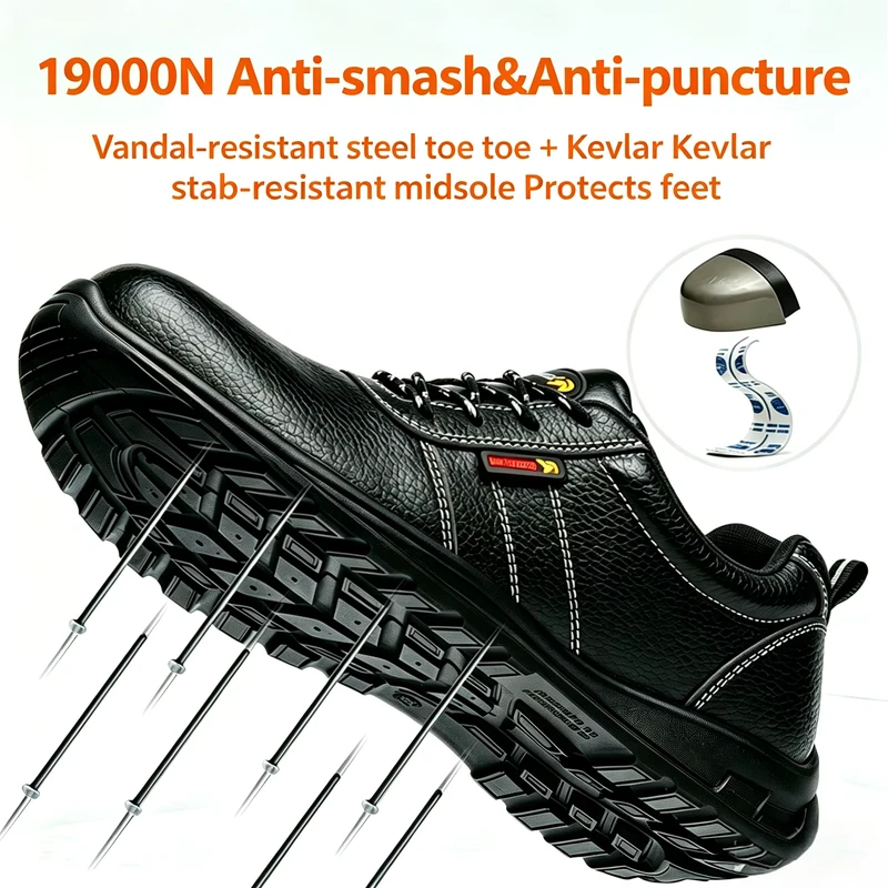 Steel Cap Anti smash Anti puncture Anti slip Oil resistant Wear resistant Breathable Protective PU Outsole Safety Shoes