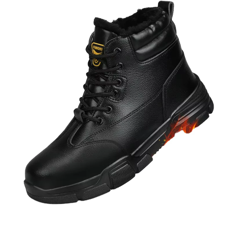 Steel Toe Industrial Waterproof Flexible Shoes Steel Shock Resistant Anti slip Shoes Puncture proof Warm Work Shoes