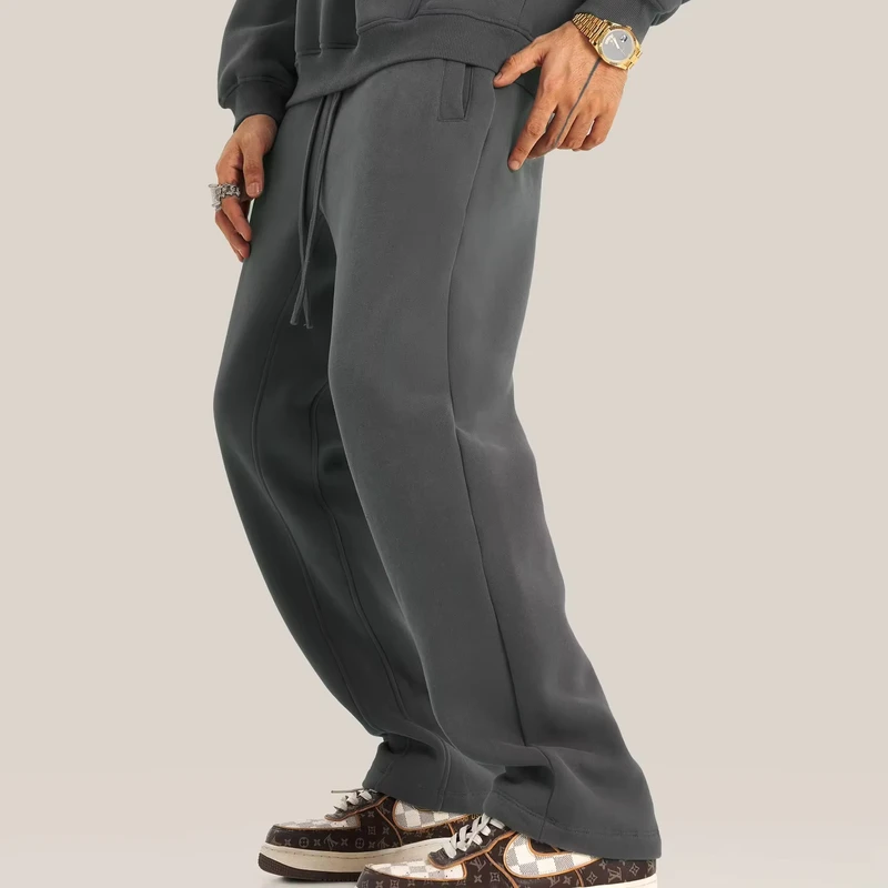 Straight-Leg Blank Track Men's Winter Sport Pants Casual Fleece Joggers Custom Logo