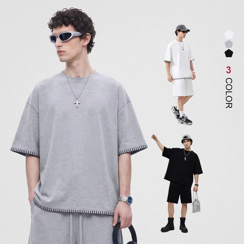Streetwear Boxy Fit Casual Men T Shirt Custom Logo Oversize T-shirt Baggy Crew Neck T Shirt for Men