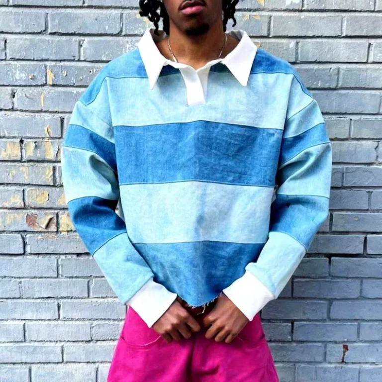 Streetwear-Plain-Heavy-Weight-Tshirt-Custom-Oversized-Long-Sleeve-Striped-Faded-T-shirt-Acid-Wash-Denim-Rugby-Polo-Shirt-for-Men
