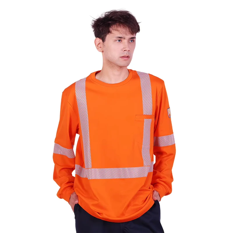 Streetwear Safety Clothing Reflective Flame Retardant Knitting Work Clothes FRC Shirt