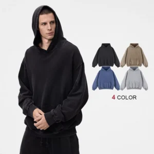 Streetwear Vintage Thick Oversized Hoodie Heavyweight Blank Terry Hoodie Custom Cotton Men Hoodie