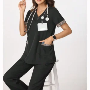 Stretch Breathable Women’s Medical Scrub Set Spandex Hospital Surgical Uniform