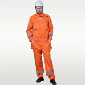 Stretch Polyester Cotton Flame Retardant Hi Vis Work Safety Suit for Electricians