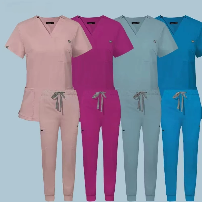 Stretch Quick-Dry Medical Scrub Suit Male Doctor Surgical Clothes and Female Nurse Uniform