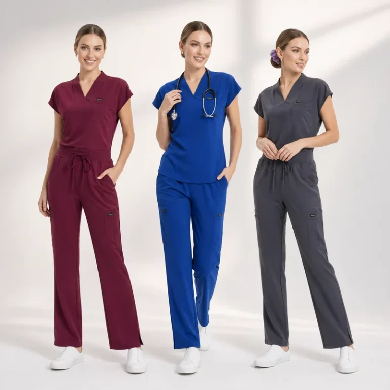 Stretchy-Fabric-Women-Scrub-Set-Hospital-Clinic-Beauty-Salon-Fashion-Medical-Scrub-Suits-Cargo-Pants-Comfortable-Scrub-Set