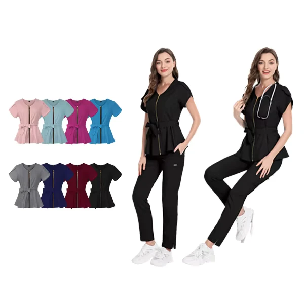 Stretchy Hospital Nursing Scrub Sets for Women
