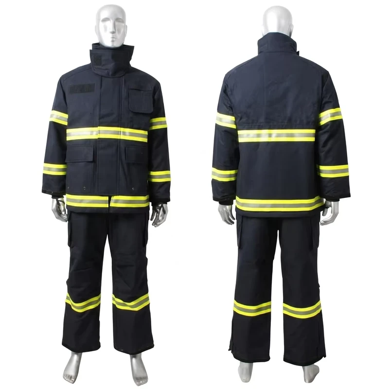 Structural Firefighting Suit Cotton Navy Blue Protective Clothing