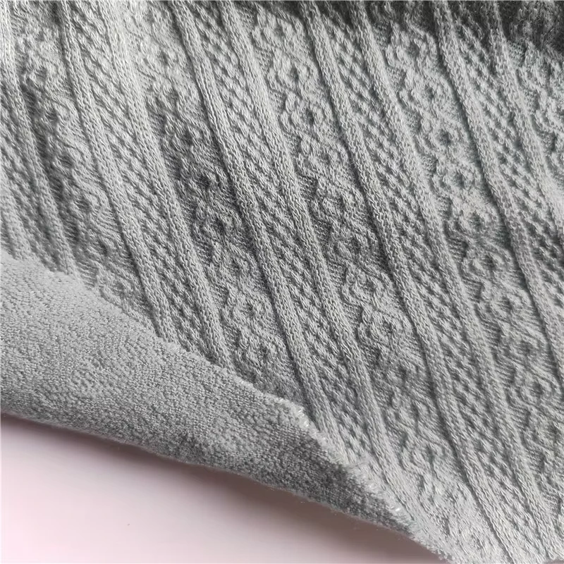 Style 260-330gsm Hacci Jacquard Rib Stripe Loose Knit Fabric for Winter Sweater