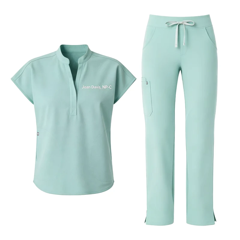 Stylish Modern Fit Spandex Medical Scrub Set Breathable Hospital Nurse Uniform with Multiple Pockets
