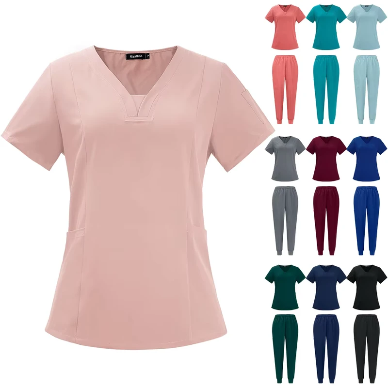 Stylish Scrub Suit Sets Doctors Nurses Hospital Medical Scrubs Custom Uniforms Men Women Nursing Clothes