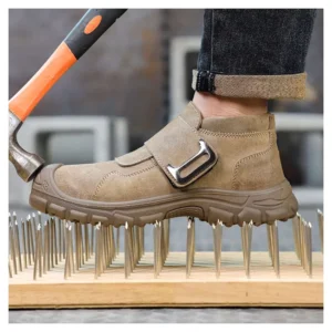 Suede Leather Upper Safety Shoes with Steel Toe Kevlar Midsole Rubber PU Outsole Foot Protection