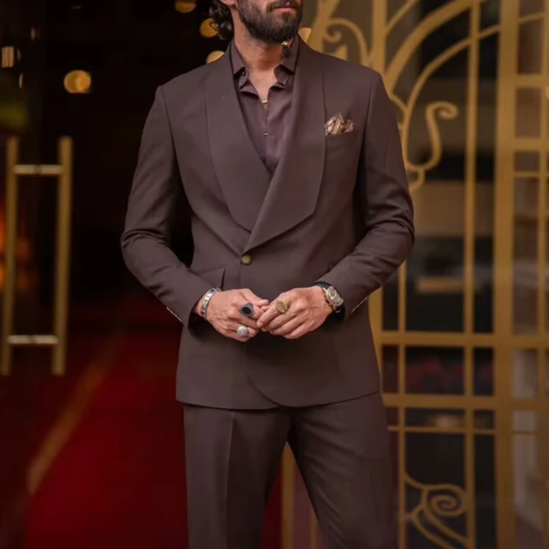 Suit for Men Wedding Lapel Slim Europe and the United States Formal Wear Solid Colour Suit Two-piece Jacket Men's Suits