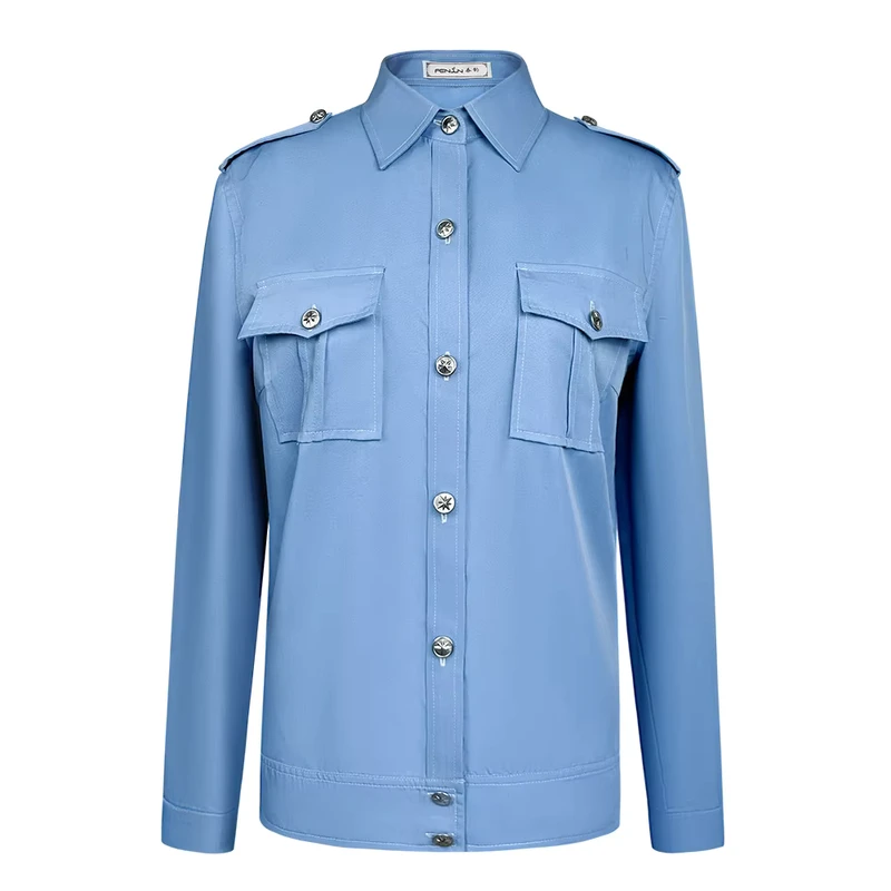 Summer Blue Unisex Long and Short Sleeve Ripstop Cotton Polyester Safety Uniform Shirt for Construction Work Custom Logo