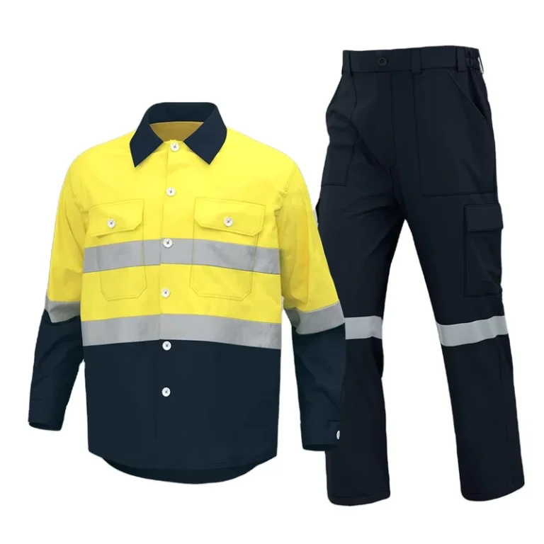 Summer-Breathable-Cotton-Hi-Vis-Workwear-Shirt-and-Pants-Set
