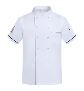 Summer Breathable Kitchen Overalls Multi Function Short Sleeved Restaurant Uniform Bakery Chef Clothes