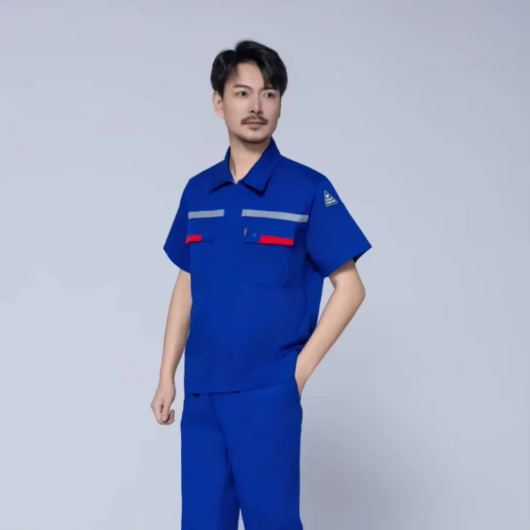 Summer-Cotton-Work-T-Shirt-Anti-Static-Breathable-Cool-Wear-resistant-Stand-Collar-OEM-Service-for-Industrial-Construction