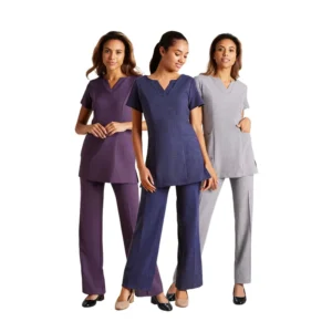 Summer Elegant Women’s Professional Hospital Scrub Suit V neck Ruffled Sleeveless Two Piece Spandex Woven Comfortable
