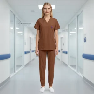 Summer Grey Stretchy Nursing Scrubs Set Hospital Doctor’s Uniform Knitted Fabric