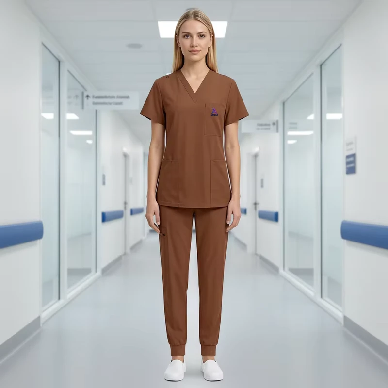 Summer Grey Stretchy Nursing Scrubs Set Hospital Doctor's Uniform Knitted Fabric