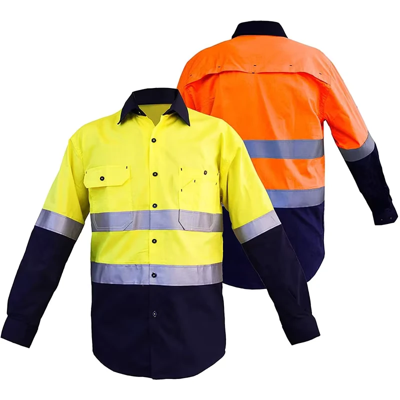Summer Hi Vis Men's Reflective Work Wear Safety Workwear Button up Jacket