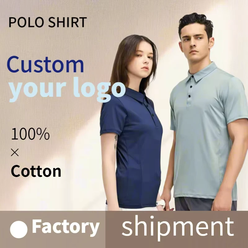 Summer High Quality Solid Knitted 100% Cotton Breathable Golf Shirts Customization Embroidery Logo