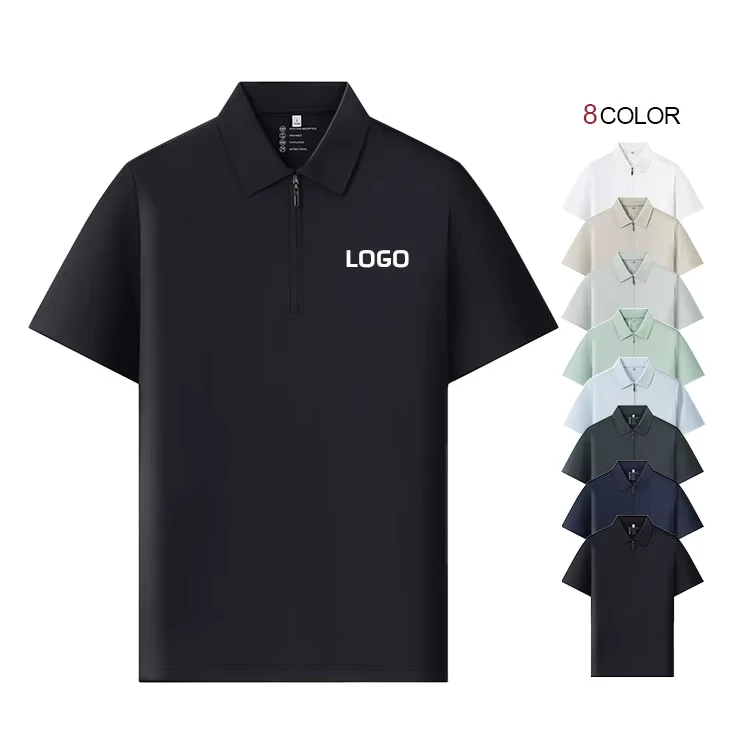 Summer Knitted Nylon Spandex Golf Smart Casual Business Polo T shirt Work Uniform Buttons Custom Logo Polo Shirt