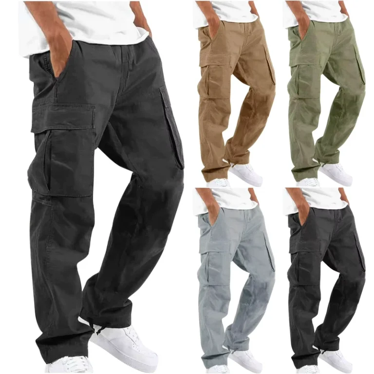 Summer-Mens-Cargo-Pants-Multipocket-Custom-Logo-Plain-Nylon-Parachute-Pants-Baggy-Straight-Leg-Track-Trousers