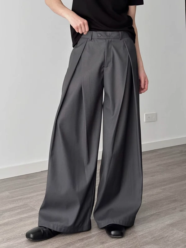 Summer-Mens-Casual-Cargo-Wide-Leg-Pants-Mid-Waist-Midweight-Polyester-Cotton-Loose-Hanging-Trousers-for-Women