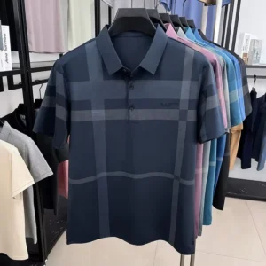 Summer Men’s Printed Short-Sleeve Polo Shirt Broadcloth Knitted Fringe Casual Workwear